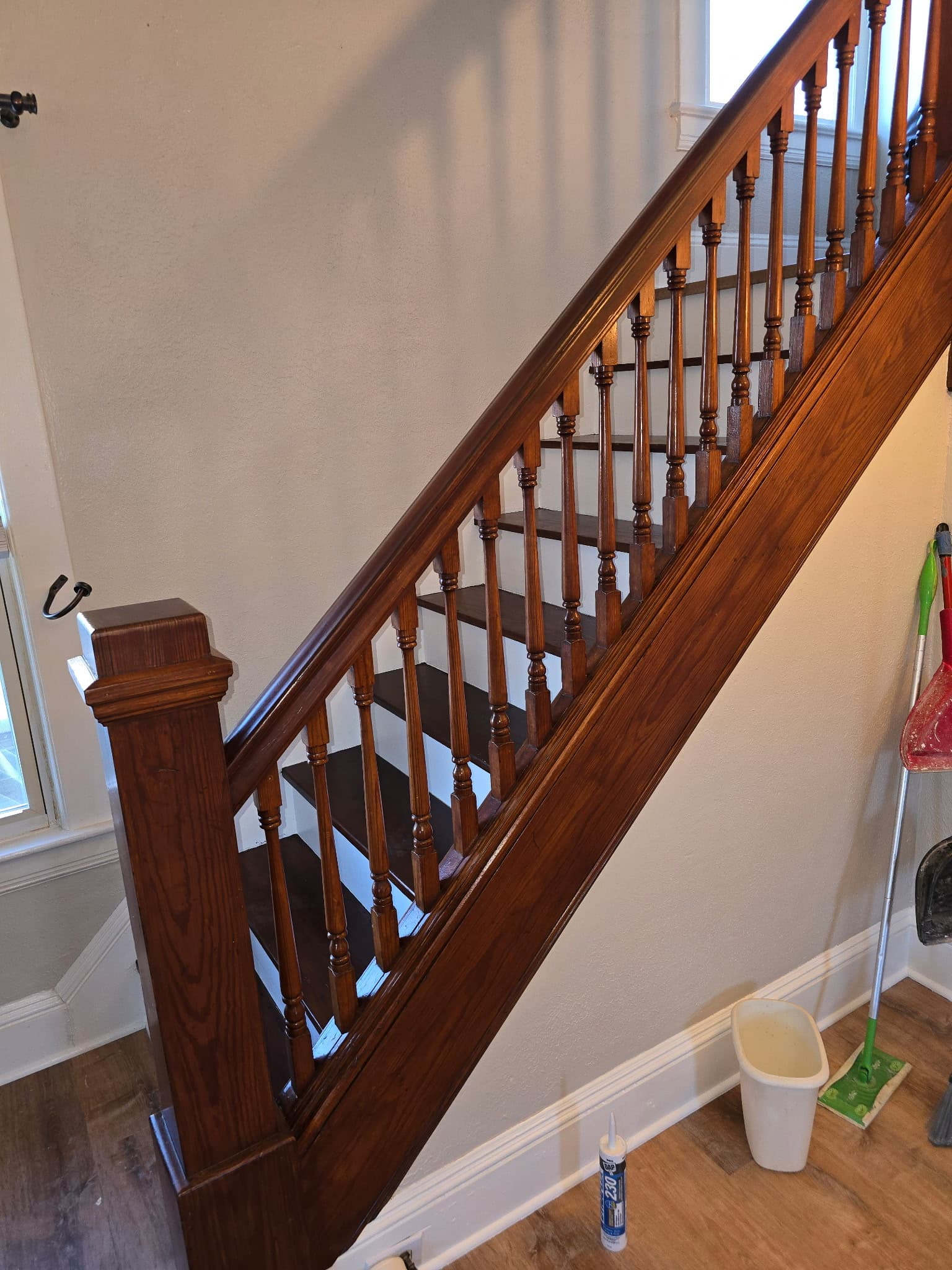 Clean interior finish carpentry and refinished staircase by 8 Is Enough Construction Lorain County OH